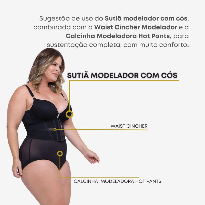 Sutiã modelador base larga com cós